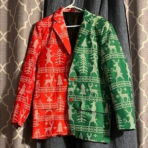 Festive Red and Green Men's Blazer